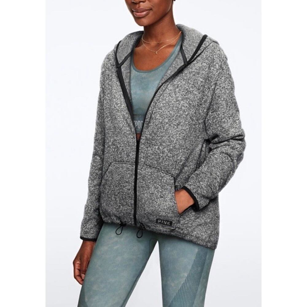 PINK Victoria’s Secret — Sweater Knit Zip Hoodie. Size L